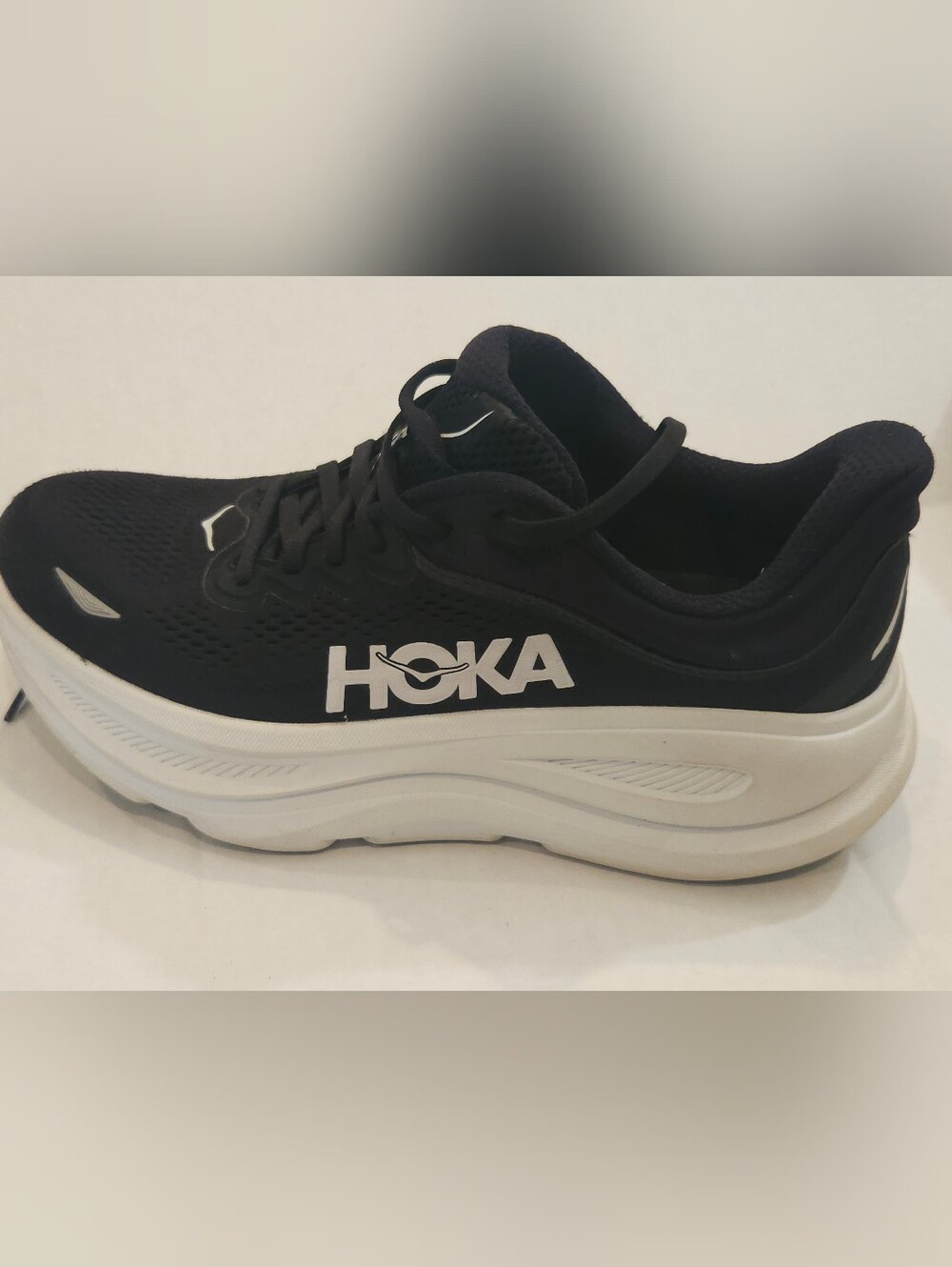 Hoka Bondi 9 Women's Black and White Athletic Running Shoes